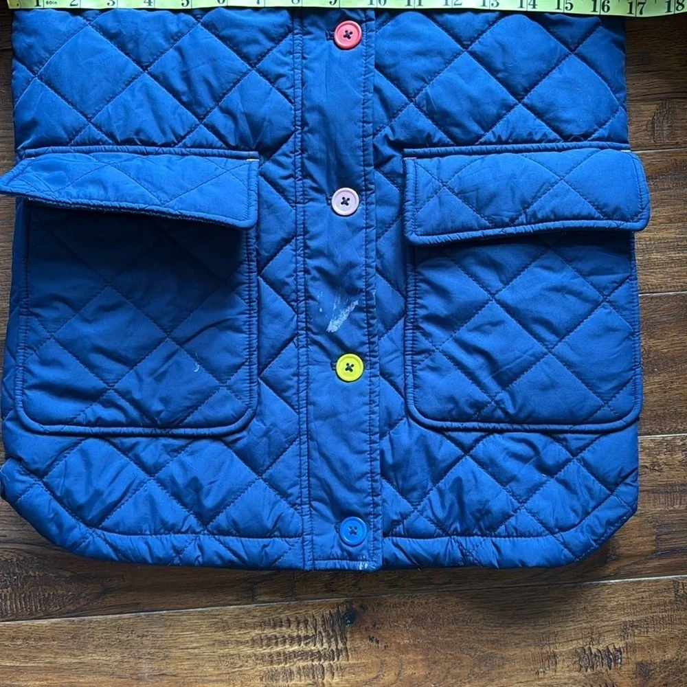 Boden Longline Quilted College Navy Puffer Waterproof Parka Coat, Kids Size 6/7